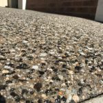 A unique exposed aggregate concrete