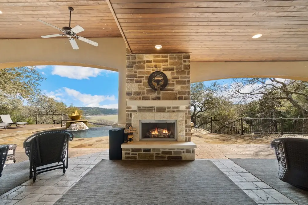 A home view about a back patio